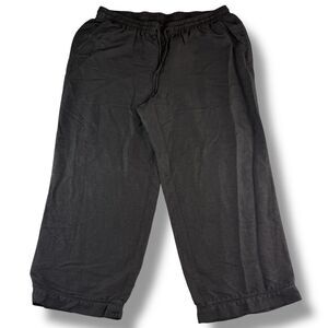 Lane Bryant Black Linen Drawstring Pants Size 14/16 Casual Coastal Lightweight
